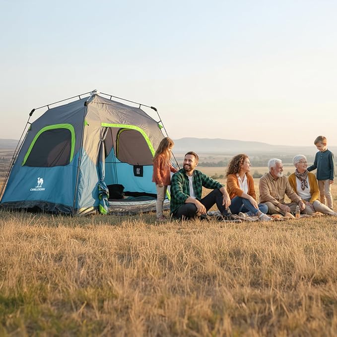 CAMEL CROWN Instant Tents for Camping 4-6 Person Tent Waterproof Easy Setup Sets Up in 60 Seconds Backpacking Tents with Carry Bag for Outdoor Hiking
