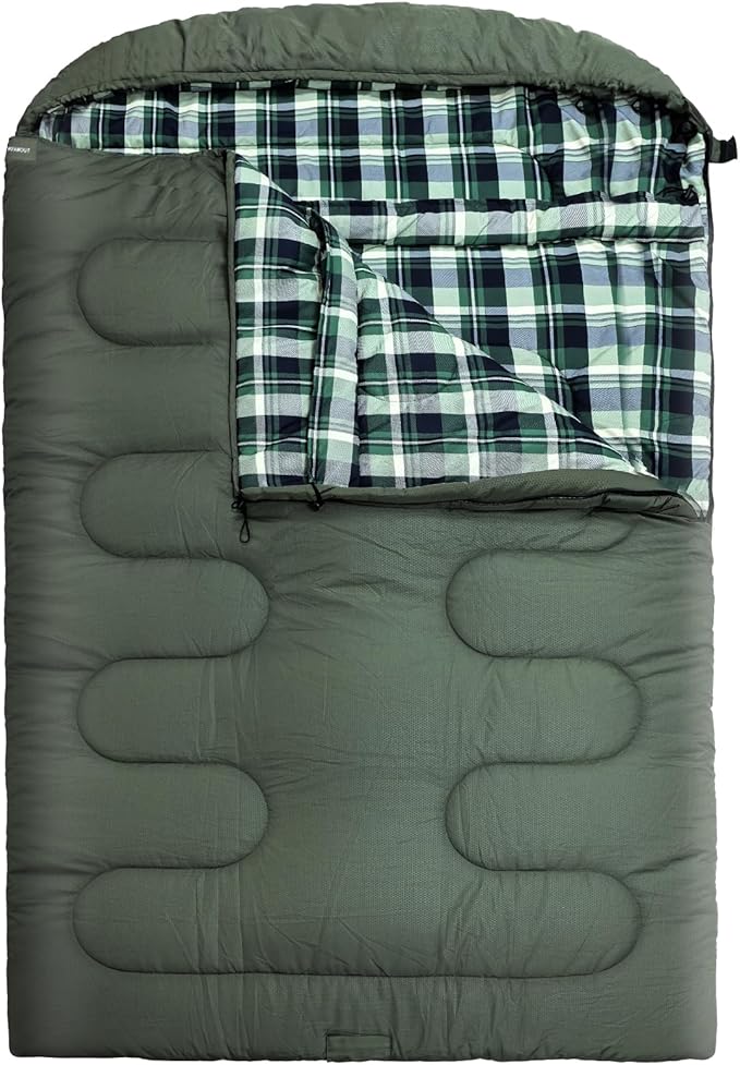 0 Degree Double Sleeping Bag for Adults Queen Size 2 Person Sleeping Bag for Cold Weather with Compression Sack for Car Camping Hunting and Tent Camp