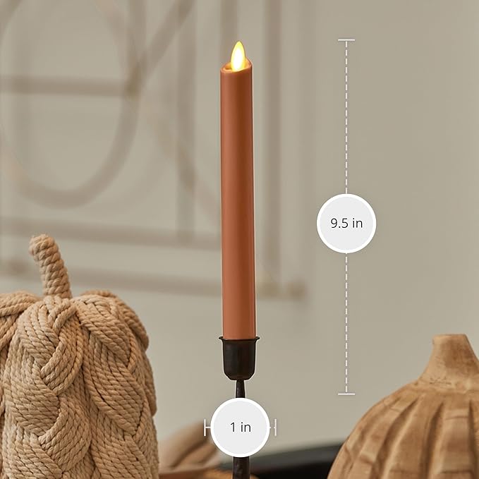 Luminara - Flameless Battery Operated Taper Candle - Adobe Smooth - Pack of 1-1x9.5 - LED Flickering Flame - Realistic Safe for Home Kids and Pets