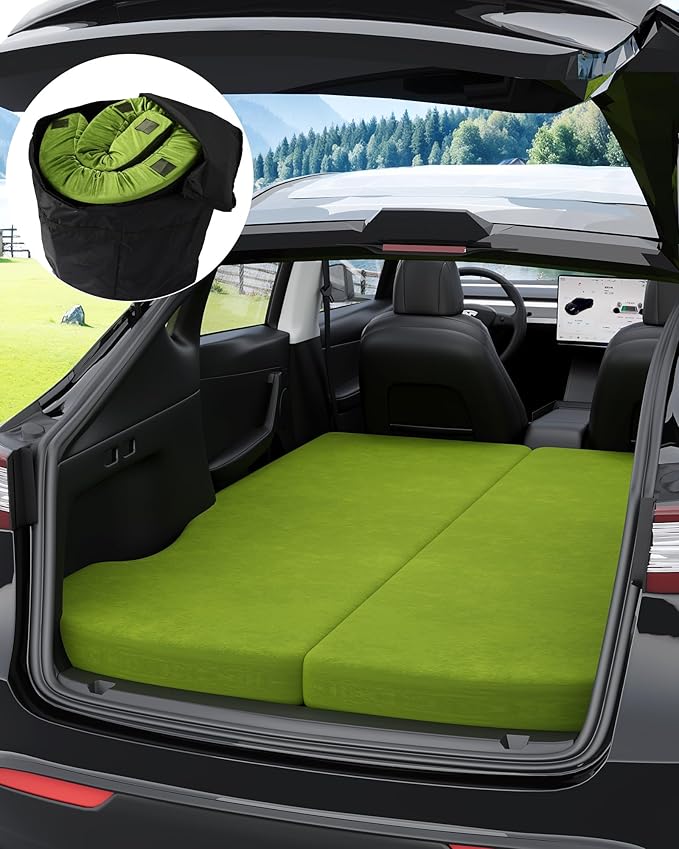 Zenzy Upgraded 2-Piece Split Memory Foam Mattress for Tesla Model Y | Easy Storage with 2 Bags Magic Link System | CertiPUR-US Machine Washable Cover