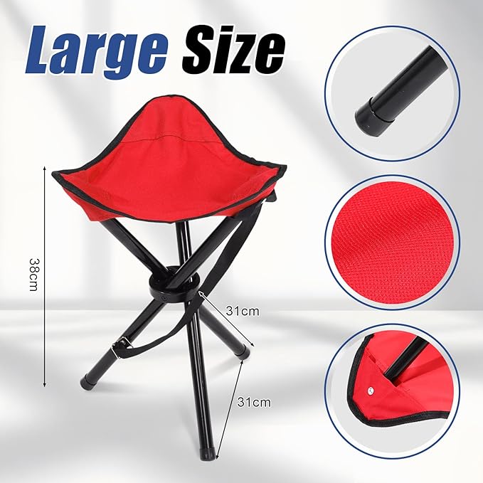 3 Pack Folding Camping Stool 12.2 x 14.96 Inch Portable Collapsible Chair Tripod Stool Hiking Chair for Fishing Beach Picnic Outdoor Gardening and Travel