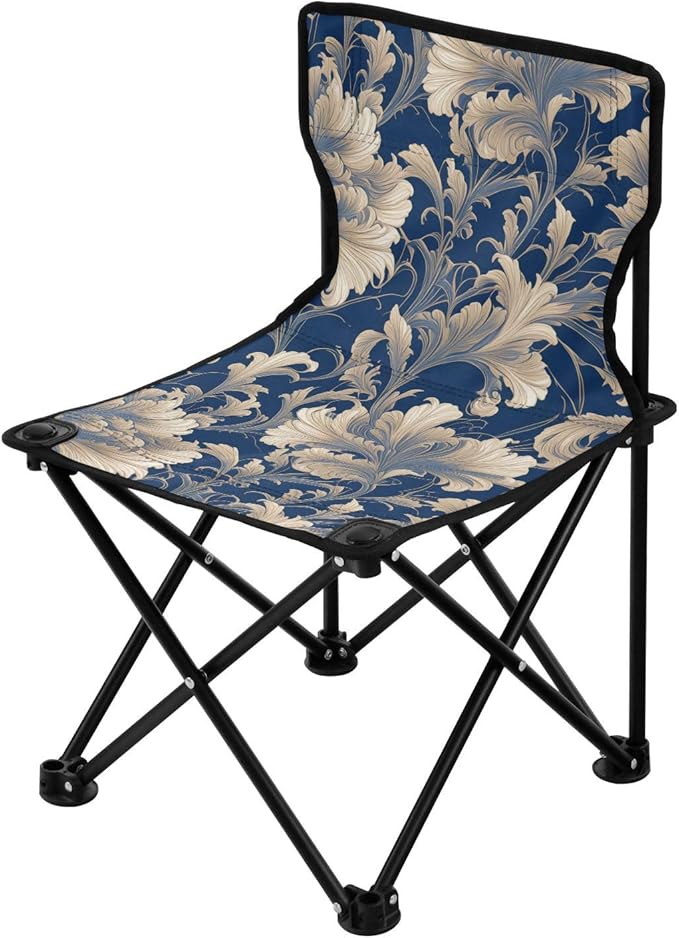 Gold Leaf Dark Blue Compact Camp Chairs Ultra Lightweight Portable Chair with Carrying Bag Lawn Chairs for Adults Heavy Duty for Outdoor Concert