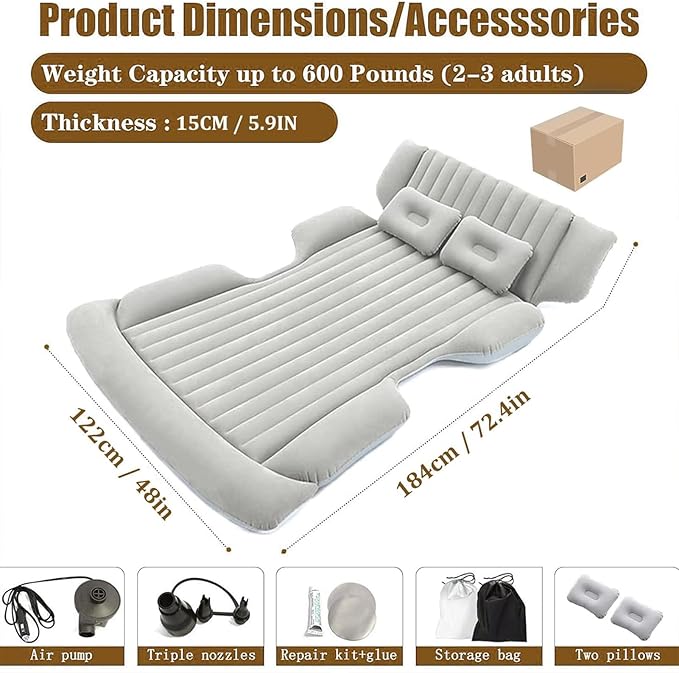 Car Inflation Bed Air Bed for Lexus LX 470/LX570/GX470/GX OR Double-Sided Inflatable Car Air Mattress Portable Air Sleeping Bed with PillowBlack