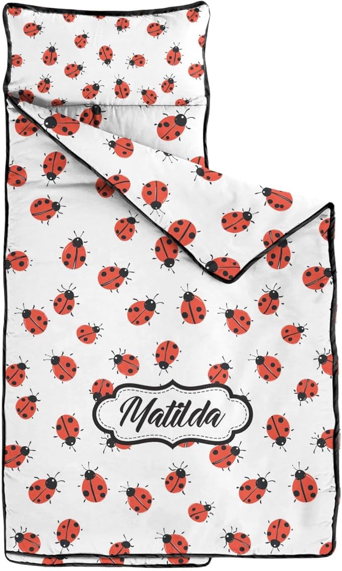 Custom Toddler Nap Mat with Name – Personalized Sleeping Bag for Kids with Pillow and Blanket Roll-Up Design