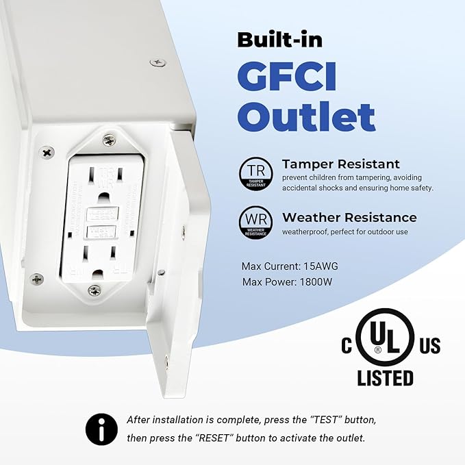 Outdoor Porch Light with GFCI Outlet White Exterior Lighting Fixtures Wall Mount Motion Sensor Outdoor Wall Sconce Anti-Rust Coach Lights for Garage Modern Patio Lantern Lights for House