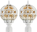2 Pack Outdoor Globe Lamp Post Light Fixtures 13.4 White Sphere Post Top Lantern for Patio Porch Driveway Hardwired Anti-Rust Aluminum Pillar Light with Amber Glass Fits Standard 3 Post