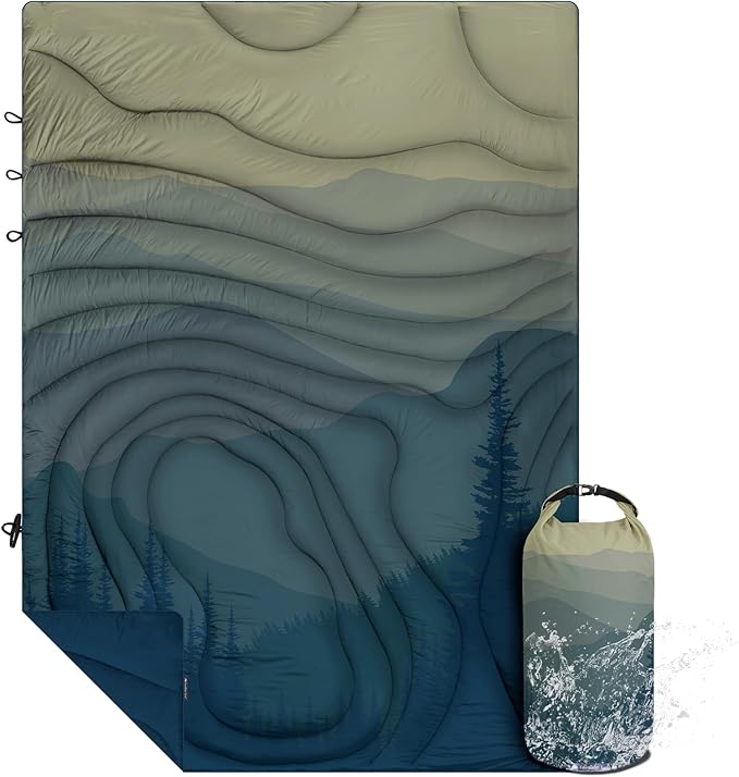 Camping Blanket Puffy - Outdoor Stadium Blanket Wearable Lightweight Packable Machine Washable Camping Quilt for Traveling Picnic Beach Party