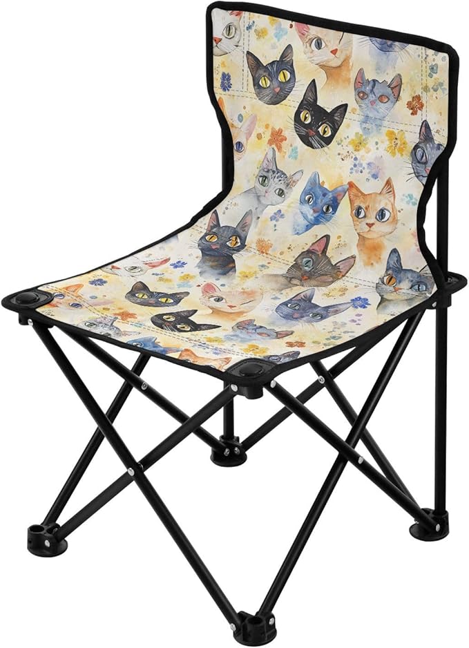 KLL Beauty Devon Rexcats Gold Foldable Foldable Chair Ultra Lightweight Youth Camping Chair Carry Bag Included Hiking Chair for Traveling Camping