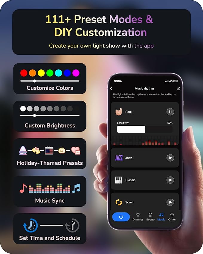 EDISHINE 150FT Cuttable Permanent Outdoor Lights 90 LED Smart RGB+IC+Warm White Eave Light 111+ Scene Modes App+Voice+Remote Control IP67 Waterproof for House New Year Decor Alexa Google Enable
