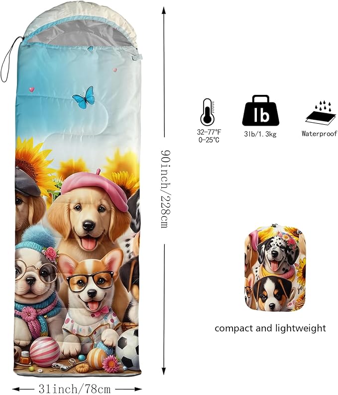 AILONEN Pink Flamingo Sleeping Bag for Kids GirlsWarm and Cool WeatherLightweightWaterproof BackpackingTropical Flamingo Theme Palm Leaves Sleeping Bag for Camping