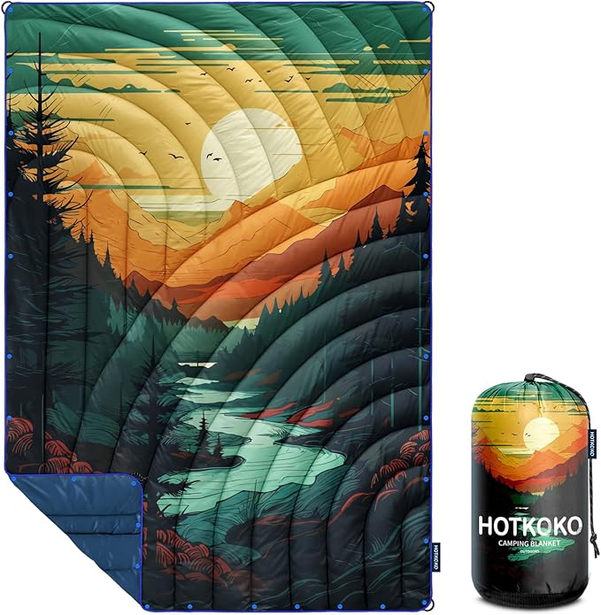 Camping BlanketPuffy Printed Camp Blankets Lightweight Packable for Outdoor CampingTraveling Stadium Hiking Picnics