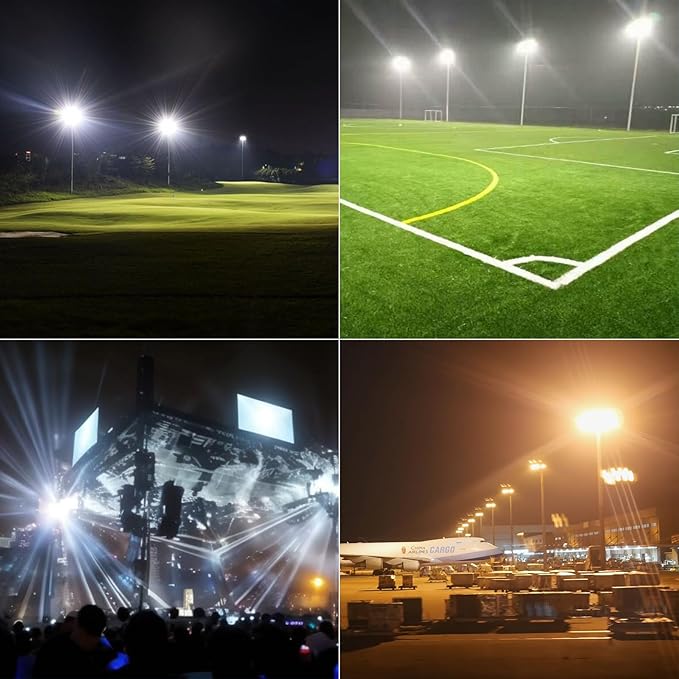 600W LED Stadium Light Outdoor 90000Lm (2400W Equivalent) Super Bright Commercial Flood Lights 5000K AC100-277V IP65 Waterproof Large Area Lighting for Sports Fields and Counts