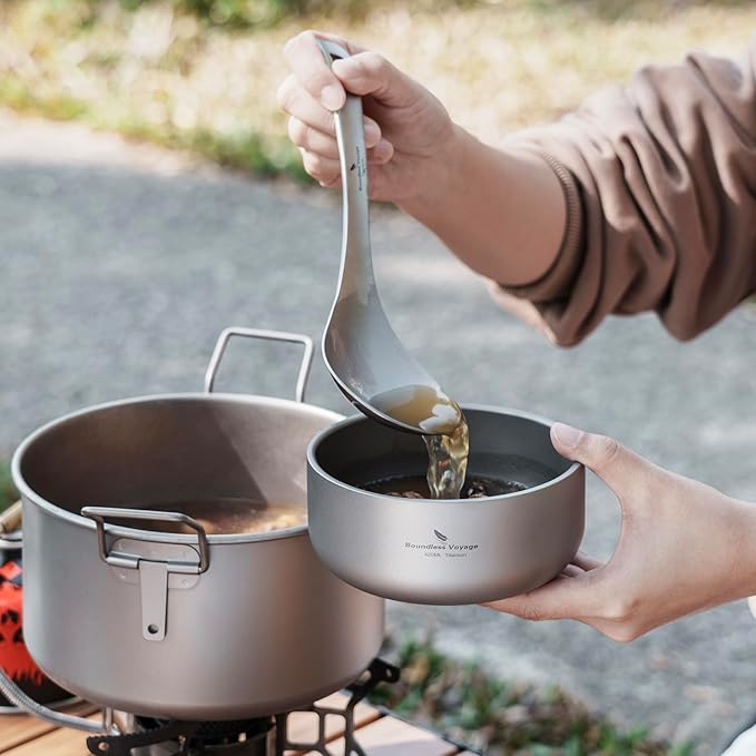 Boundless Voyage 420ml Titanium Double Walled Bowl for Adult Children Ultralight Portable Soup Rice Food Bowl Outdoor Camping Durable Metal Tableware Ti1084T