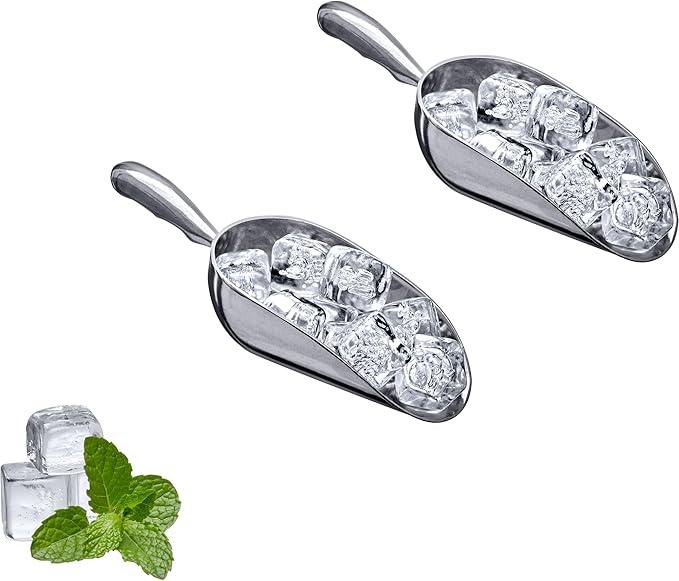 Amazing Abby - Elsa - 12-Ounce Aluminum Ice Scoops (Set of 2) Cast Aluminum Utility Scoops Food-Grade Good for Home and Commercial Use NOT Dishwasher-Safe Hand-Wash Recommended