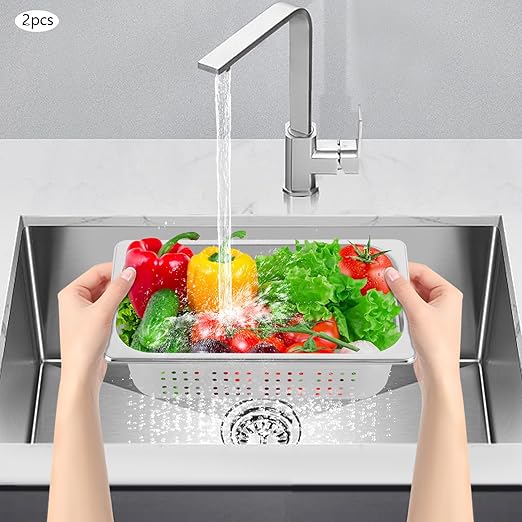 Hotel Pans 2-Pack 1/3 Size Stainless Steel Perforated Steam Table Pan 4 Deep Food Grade Anti-Jam Commercial Buffet Pan for Kitchen Drain &amp Steam Vegetables Dishwasher &amp Oven Safe