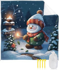 Beach Blanket Waterproof Sandproof Christmas Cute Cartoon Snowman Quick Drying Beach Mat with 4 Stakes Tree Snow-covered Landscape Lightweight Picnic Blanket for Travel Camping Outdoor 118x108