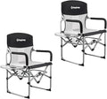 KingCamp Camping Chair Heavy Duty Folding Mesh Chair with Handle and Side Table 2 Pack