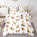 jejeloiu Zoo Animal 7 Piece Bedding Set for Girls Boys Kids Twin Size Cute Giraffe Bed in a Bag Room Decor Cartoon Animal Comforter Set with SheetsPillowcases &amp Cushion Cover White Brown Microfib