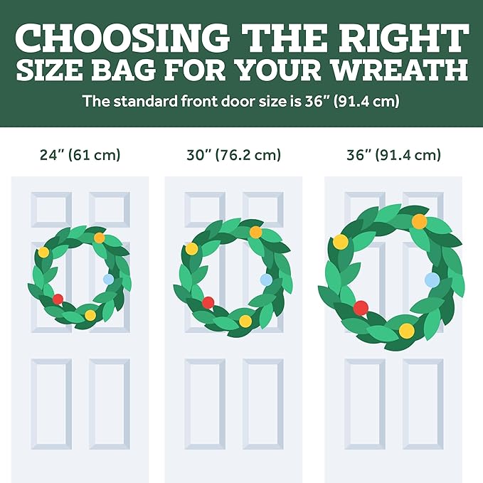 ZOBER Christmas Wreath Storage Container 30 Inch - Wreath Bag Fits 2 Wreaths Box - 600D Oxford Fabric - Interior Compartment for Storing Garlands Wreaths Storage Bag W Strong Durable Handles - Red