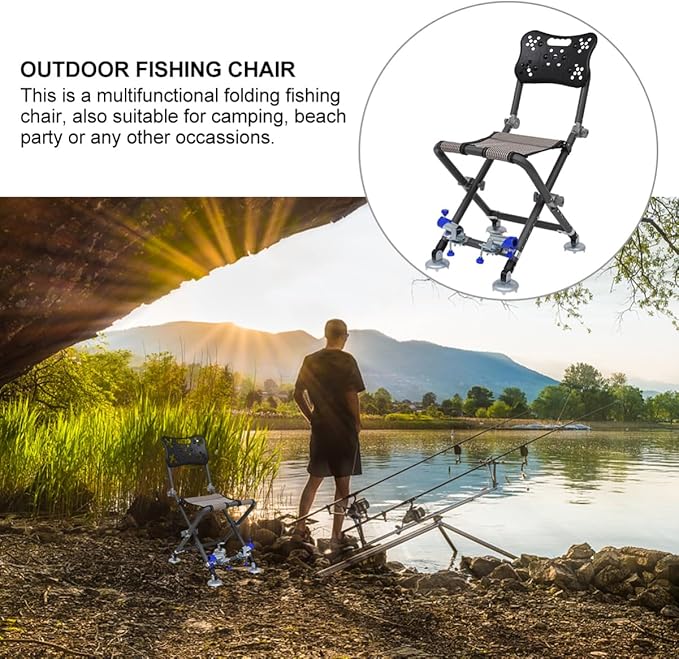 1pc Multifunctional Portable Folding Beach Chair Backrest Lightweight Fishing Stool for Camping Hiking and Outdoor Activities
