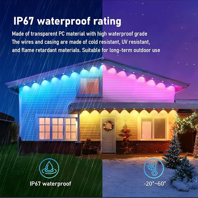 Permanent Outdoor Light50ft with 30 LED Eaves LightsSmart RGB Outdoor Lights with 75 Scene ModesIP67 Waterprooffor Halloween DecorationsChristmasPartywith App and Remote