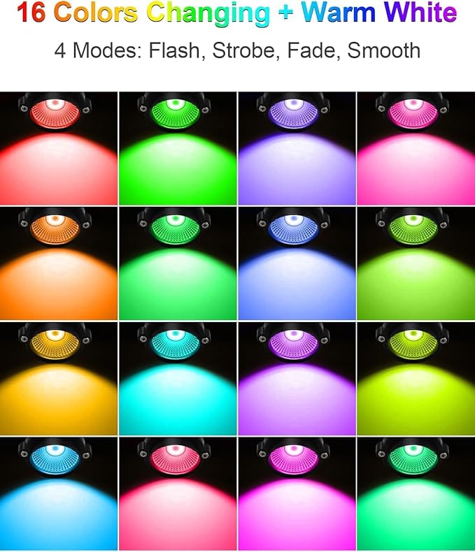 ZUCKEO 12W Color Changing Landscape Lights RGB Low Voltage Landscape Lighting Remote Control Waterproof LED Outdoor Spotlight for Garden Pathway House Christmas Decor 10 Pack with Connector