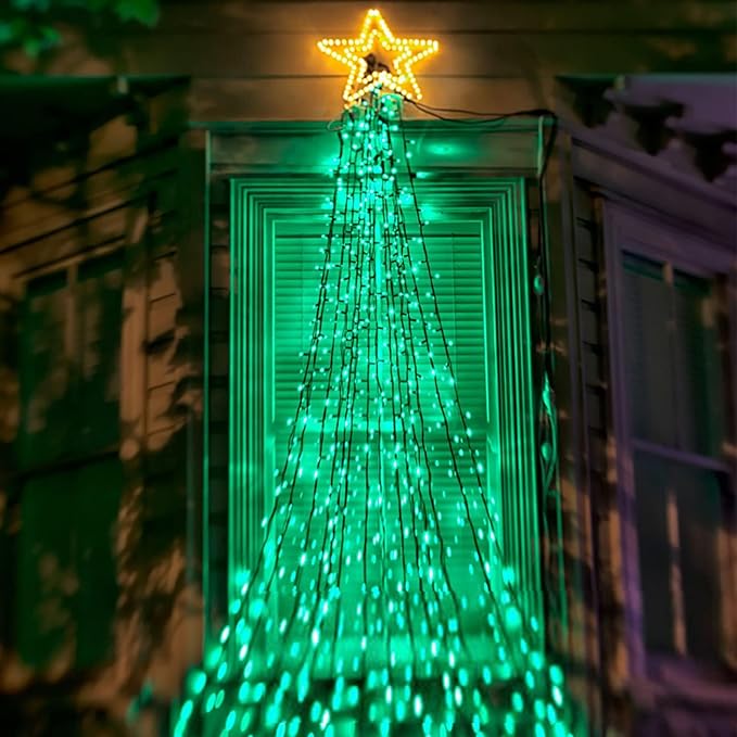 Upgrade Solar String Lights for Outside 2 Pack Total 180FT 500LED String Lights Outdoor with 8 Modes IP65 Waterproof Outdoor Solar Twinkle Lights Garden Tree Party Christmas Decorations Green