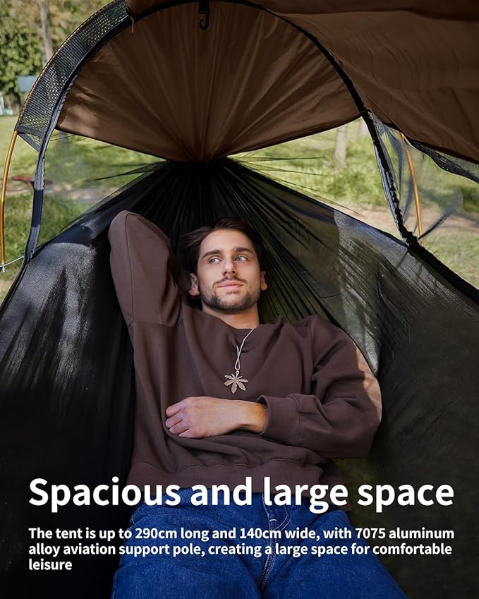 Camping Hammock Tent with Mosquito Net and Sunshade Extra Large for 2 Person Lightweight Hanging Hammocks Tree Straps Bivvy Ground Tent for Outside Hiking and Travel