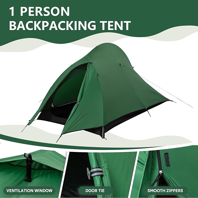 1-2 Person Lightweight Backpacking Tent - Waterproof Tent for 3 Season Ultralight Camping Tent for Outdoor Easy Setup for Sports Hiking Travel by Croosseoutdoors