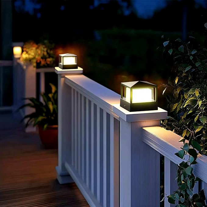 Pillar LightsSquare 6 X 6 in Outdoor Post LightOutdoor Column lamp Deck/Fence/Post Cap Lightslamp PostHigh Voltage Wired Waterproof Aluminum Post LightIP65 (Square 6.3X6..3IN)