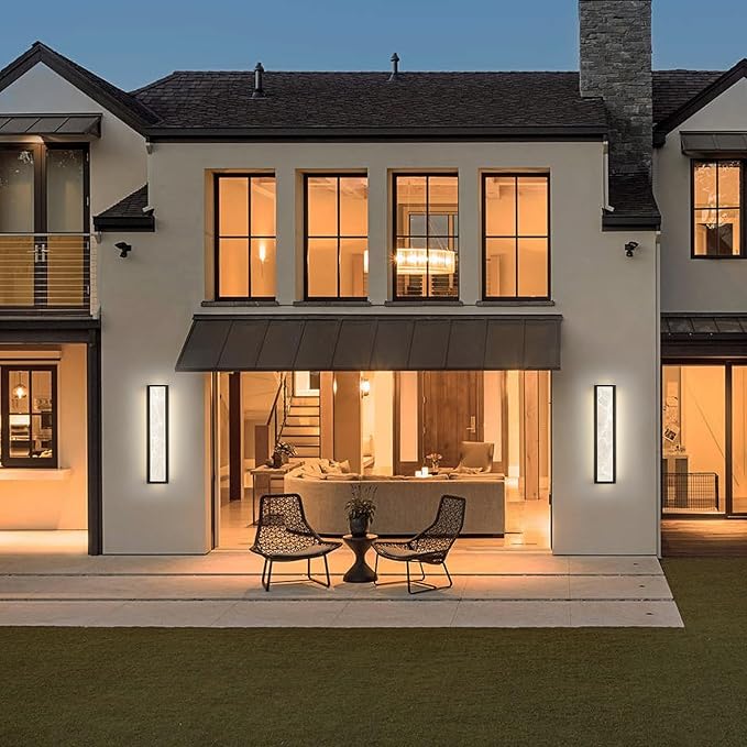 Outdoor Wall Light LED 32W Modern Exterior Wall Sconce with Resin Shade - 32.8in Rectangle Waterproof Porch Lighting Fixture IP65 for GarageFront DoorPatio