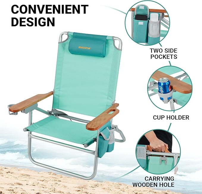 #WEJOY Folding Webbed Lawn Beach Chair - Heavy Duty Portable Outdoor Chair with Hard Armrest for CampingGardenConcertsFestivals and Sand Picnic BBQ265 LBS