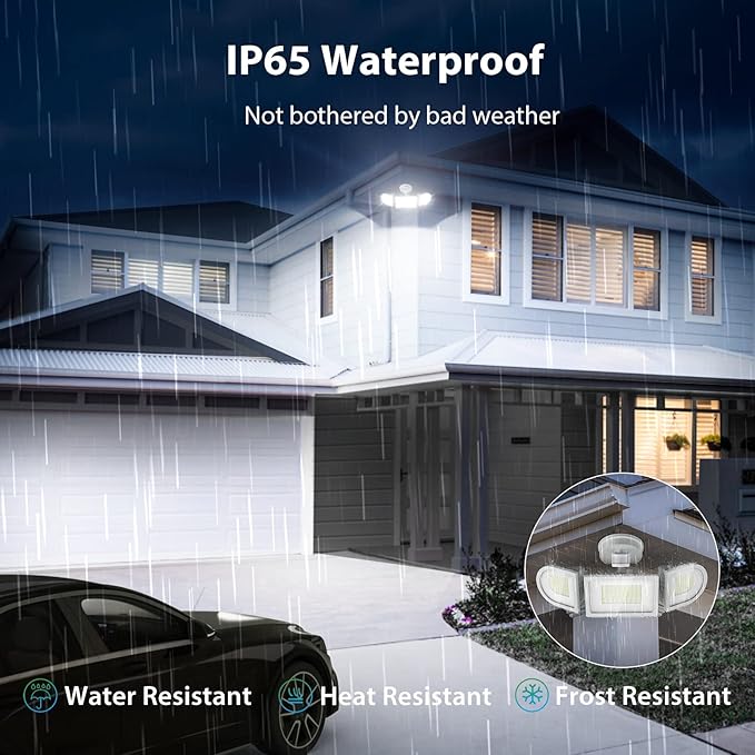 iMaihom 150W Motion Sensor Light Outdoor 15000LM 6500K LED Security Floodlights 3 Adjustable Head Motion Detection Light IP65 Waterproof for Yard Garage White 2pack