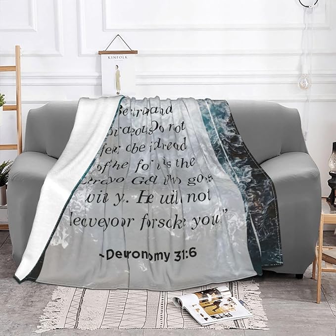 50X40 Deuteronomy 31 ：6 Lightweight Flannel Blanket - Soft and Breathable Polyester Suitable for Travel Camping and Home Decoration