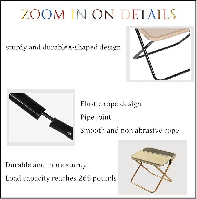 Foldable Backpack Stool a Portable Stool for Mountaineering and Hiking Equipped with Adjustable Shoulder Straps Supporting Crossbody or Handheld use for Outdoor travel Camping Parties (Black)