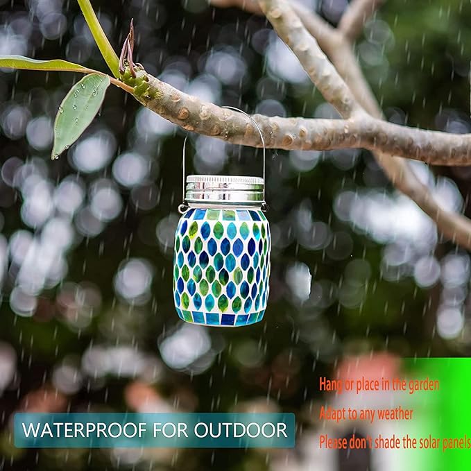 Mosaic Lights Solar Outdoor Hanging Lanterns Garden Decor Christmas Gifts for Women Mom Grandma Halloween Decor Lights Outdoor Waterproof Lights GardenPatioPathway &amp Yard Décor