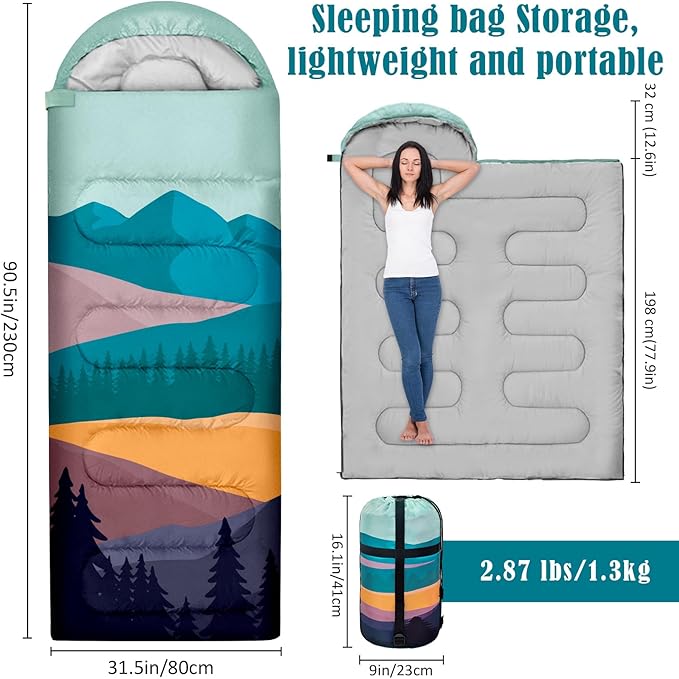 Sleeping Bags for Adults Kids3 Seasons Cold Warm Weather Waterproof Lightweight Camping Sleeping Bags for Men and WomenCamping Outdoor Travel