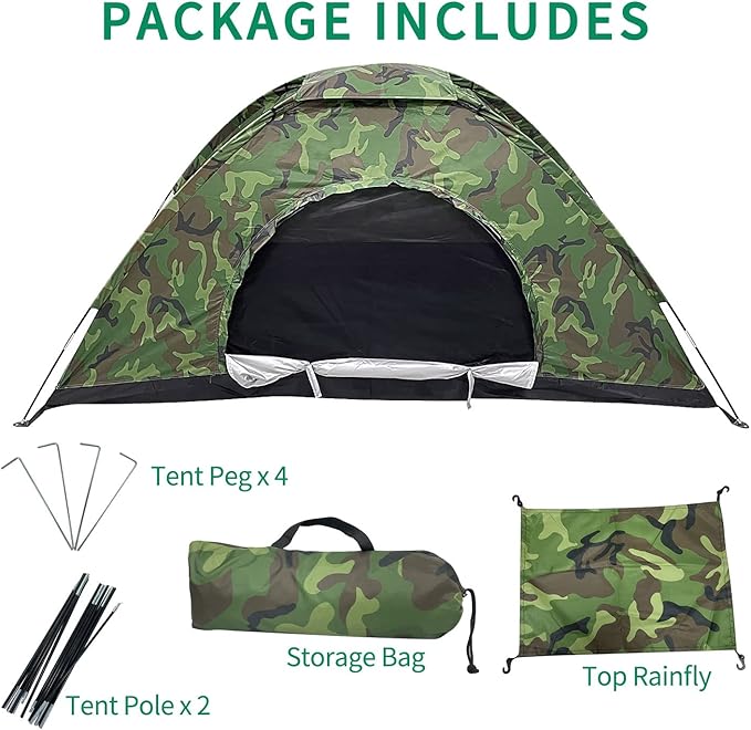 Sutekus Camping Tent Lightweight Backpacking Tent Camouflage Outdoor Equipment for Camping Hiking Biking Trip Upgraded Large Space