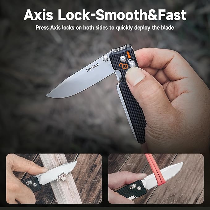 NexTool Knight K30 Axis Lock Folding Pocket Knife 11-in-1 Multitool with 2.76 14C28N Steel Blade EDC Knife and G10 Handle Crossbar Lock Knives for EDC Camping Hiking Survival Gifts for Men