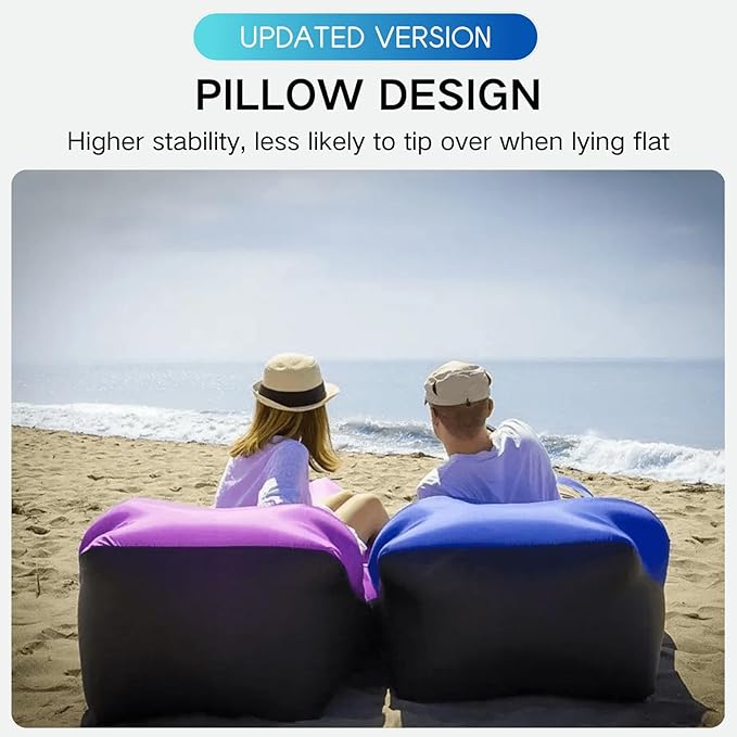 Inflatable Lounger Air Sofa Hammock Inflatable Couch for Camping Perfect for Beach Chair Waterproof Anti-Air Leaking Pouch Couch Air Chair for Outdoor Beach Hiking (Orange)