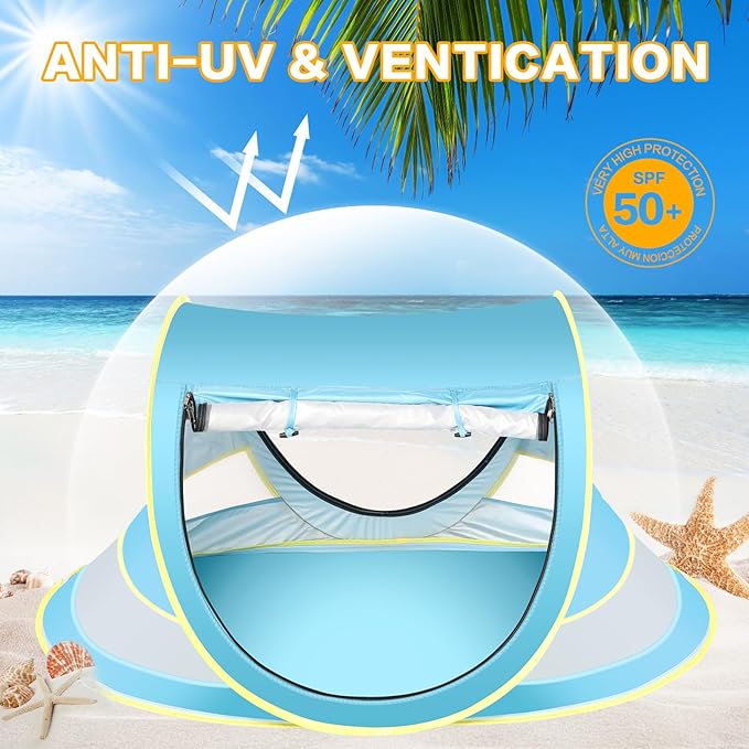 Baby Beach Tent Pop Up Toddler Travel Bed for Boys or Girls Sun Shade for Toddler Camping Infant Portable Sun Shade Summer Beach Baby