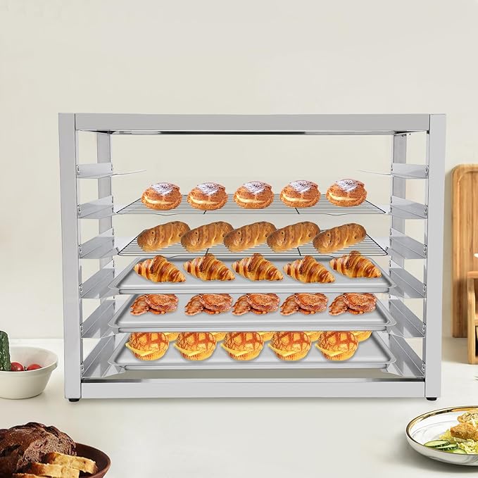Stainless Steel Bun Pan Rack Commercial Baking Sheet Organizer with 4-Non-slip Feet Bakery Rack for Kitchen Bakery Restaurant Pizza Shop Storage (6-tier)
