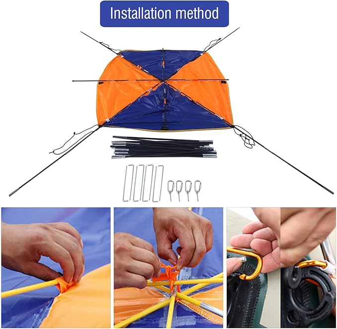 Tbest Inflatable Kayak Awning Canopy Boat Sun Shade Shelter 2/3/4 Persons Boat Sun Shelter Sailboat Awning Cover Fishing Canopy Tent Sun Shade Waterproof and UV Protection