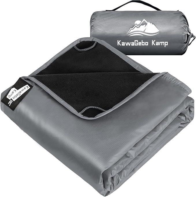 Fleece Waterproof Outdoor Blanket - Windproof Stadium Blanket for Camping Picnics and Sports Stay Dry and Comfortable 80x 58(Gray)