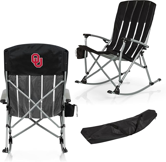 Picnic TIME NCAA Unisex-Adult NCAA Outdoor Rocking Camp Chair XL Heavy Duty Camping Chair for Adults