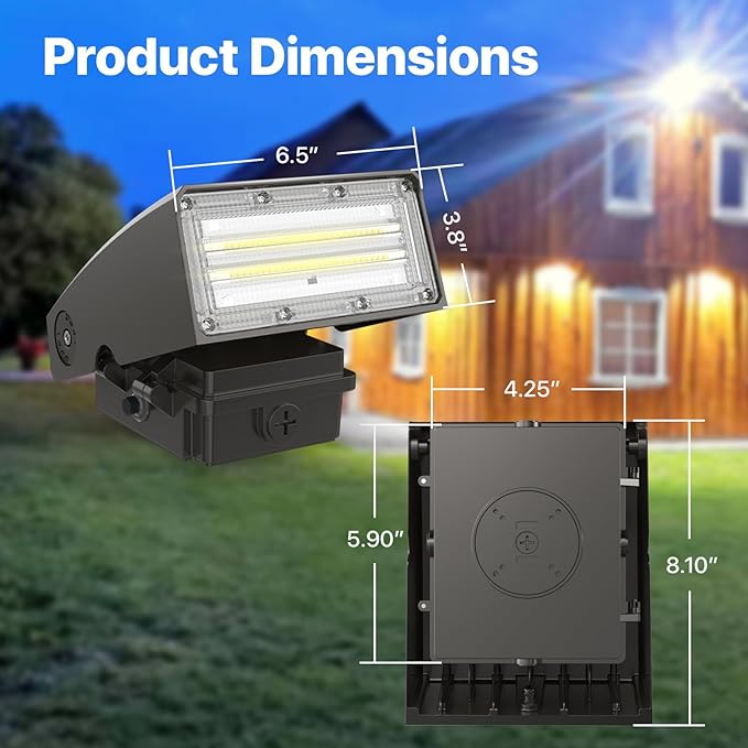 HYPERLITE Wall Pack 60W: 7800lm Dusk to Dawn Photocell Led Wall Packs Outside Lighting ETL Listed Ideal Adjustable Security Lights Outdoor for Driveway Barn Warehouse Shed Alleyways Patio Entrance