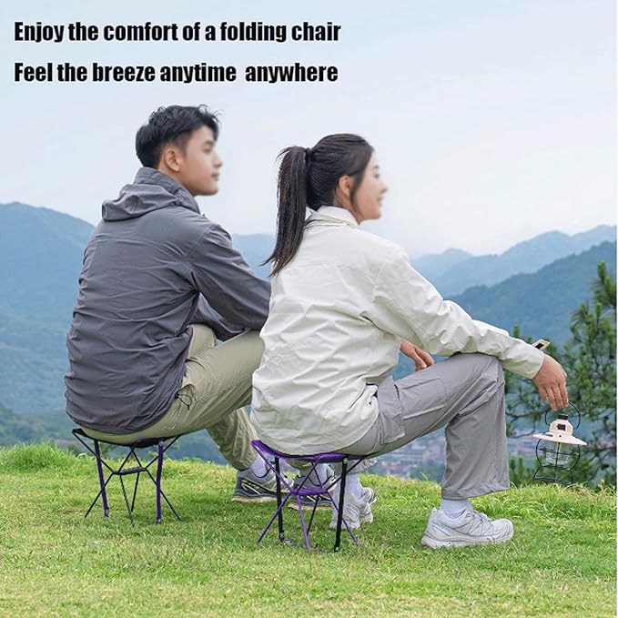 Outdoor Ultralight Chair Portable and Easy to Set Up Camping Chair Fishing Small Bench Suitable for Waiting in Line Walking Backpacking Travel Purple