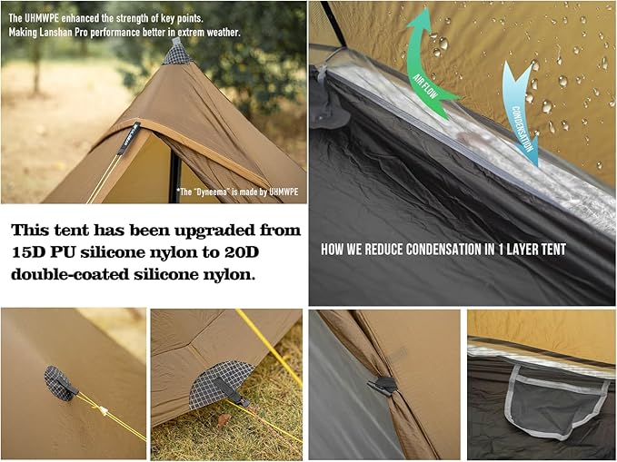 3F UL Gear Lanshan PRO Lanshan Ultralight Tent 3 Season Backpacking Tent for 1 Person Waterproof Professional Tents for Camping Trekking Kayaking Climbing Hiking