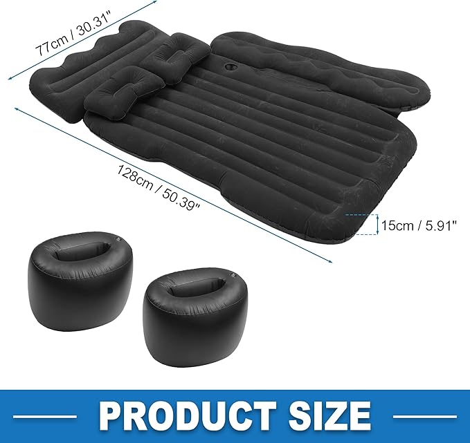 Car Air Mattress Sleeping Mat Comfortable 50.39x30.31x5.91 Back Seat Bed Camping Air Mattress Bed with Pillows for Car SUV