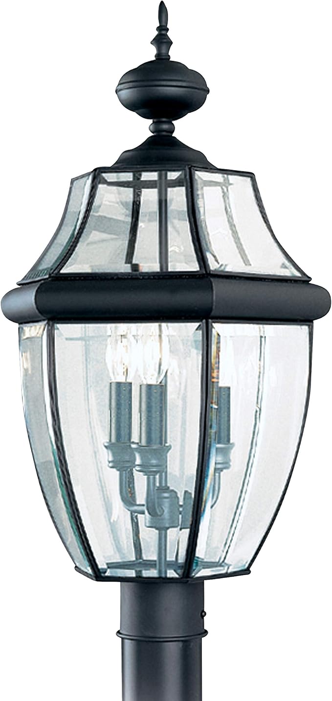 Sea Gull Lighting 8239-12 Lancaster Outdoor Post Lantern Outside Fixture 24'' Height Black